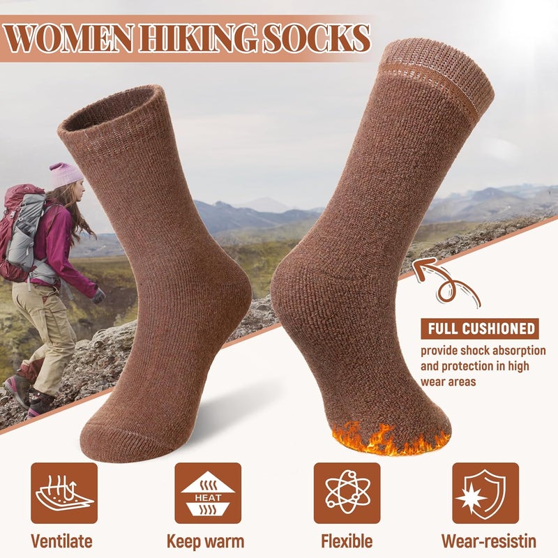 Velice Merino Wool Socks for Women 5 Pairs Warm Winter Hiking Thick Thermal Cozy Boot Work Soft Ladies Crew Socks - Image 5